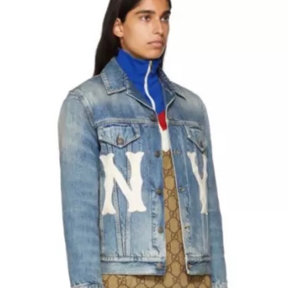NEW WITH TAGS AUTHENTIC GUCCI NY Yankees Insulated Denim Jacket - Picture 4 of 8